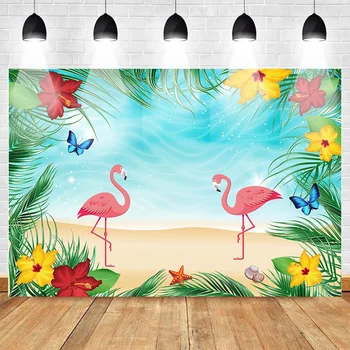 Flamingo Ozadje Hawaiian Slog Rojstni Banner Ozadju Tropski Plaži Ali Aloha Stranka Sladica Tabela Kulise Banner