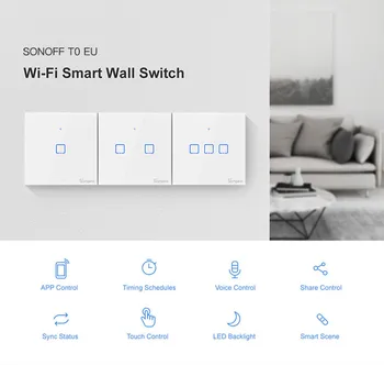SONOFF T0 TX Smart WiFi Smart Stikala z 1/2/3 Banda Brezžični Wifi Stikalo za Alexa googlova Domača stran Smart Home Pametni Dom EU&NAMI