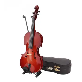 Mini Violino Model Miniature Klasično Violino Replika Dekoracijo Zaslon Mini Glasbeni Instrument Okraski s Stojalom Primeru