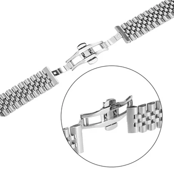 Metulj Sponke 20/22 mm Srebro iz Nerjavečega Jekla Watchband Poliranje Kovin Watch Band Zamenjava z Pomladi Palice