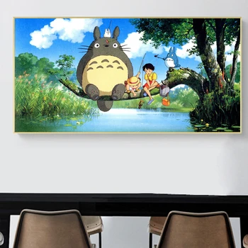 Hayao Miyazaki Totoro Risanka Umetnosti Slikarstva Plakat in Sodobne Umetnosti Stensko Slikarstvo za Otroke Darilo Spalnica Steno Slika Dom Dekor