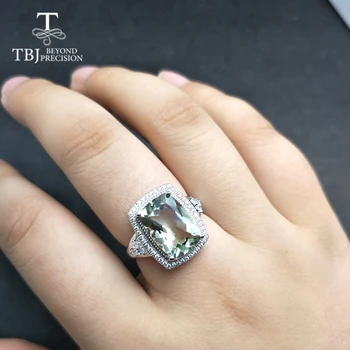 TBJ,Velika blazina 12ct naravno zeleno ametist quartz gemstone nakit komplet obesek, prstan 925 sterling srebro klasično darilo za ženske 94851
