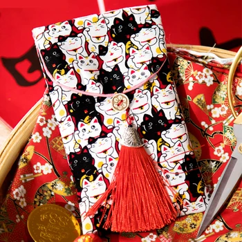 Japonski Slog Mini Tassel Denarnice, Ženske Kawaii Fortune Mačka Denarnica Ženska Kratka Mini Lolita Kovanec Torbica Carteras Darilo 9502