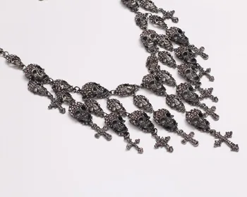 Skull Glave ogrlica kovinske verige kristalno okostje ogrlica modne ogrlice & obeski lobanje Skullcandy maxi izjavo Ogrlica 95292