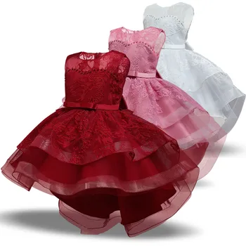 Čipke Cvet Princesa Obleko Vezenje Poročni Večer Kdis Obleke za Dekleta Božič Stranka Otroci Oblačila Velikosti 4-10 Let 96296