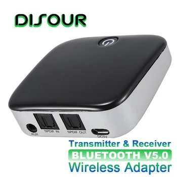 DISOUR BTI029 2 V 1 Bluetooth 5.0 Sprejemnik Oddajnik CSR8670 Brezžični Zvočni Adapter SPDIF 3.5 MM AUX Zvok Za TV Avto ATPX HD