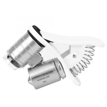60X Mini Mikroskopom Žep Loupe Povečevalno Steklo LED Ponarejenih Detektor Lupo.