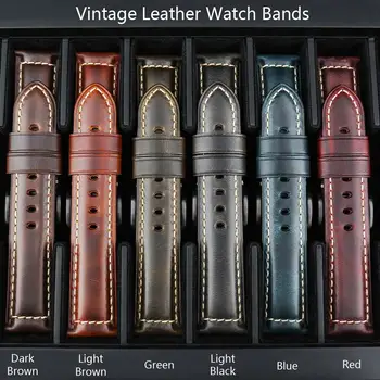 MAIKES Watch Dodatki Modni Rdeči Watchband 20 mm 22 mm 24 mm Usnje Watch Trak Vintage Watch Band Za Panerai SEIKO TISSOT