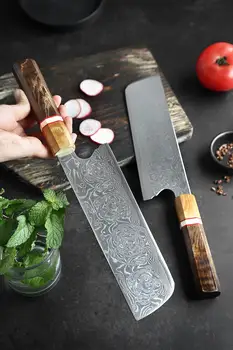 7 palčni VG10 Damask jekla kuhinjski nož G10 material + stabilno javor ročaj kuharski nož Kitajski mesa cleaver kuhinjske posode 97077