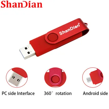 SHANDIAN ključek USB OTG visoke Hitrosti disk 64 GB 32 GB 16 GB 8 GB 4 GB zunanji pomnilnik dvojne Vloge Micro USB ključ 97176