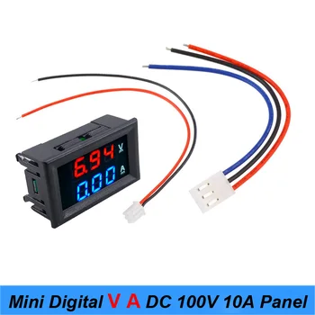 Mini Digitalni Voltmeter Ampermeter DC 100V 10A Plošča Amp VoltVoltage Tekoči Meter Tester 0.28 Modra Rdeča Dvojno LED Zaslon Visoke qulity 97652