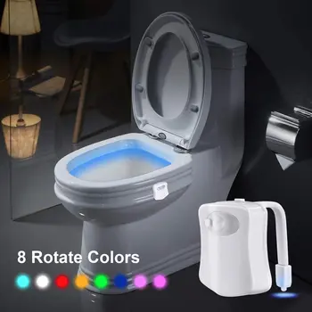 LED Školjko Sedeža, Night Light Senzor Gibanja, Kopalnico, WC Svetlobe, 8 Barv Spremenljivo Svetilke baterijsko Toilet Bowl iz Ozadja 97776