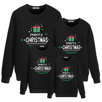 Vrhovi družina se ujemanje božičnih puloverji lepe risanke, oče, mama, otrok hoodies določa zimska oblačila mama, oče, sin, hči moda obleko