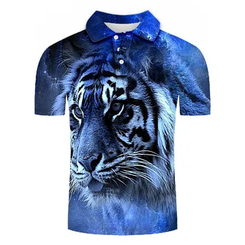 Tiger Plus moška Polo Majica Visoke Kakovosti 3D tiskanih Živali Pokrajino Moški majica Kratek Rokav Hip Hop blagovnih Znamk Poletje Mens polo Majice 99289