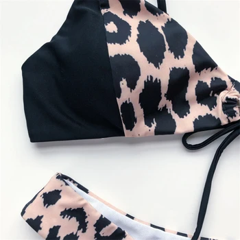 Leopard Natisniti Bikini Kopalke Ženske 2020 Seksi Backless Trikotnik Kopalke Ženske Dveh Kosov Poletje Plažo Plavati Kopalke