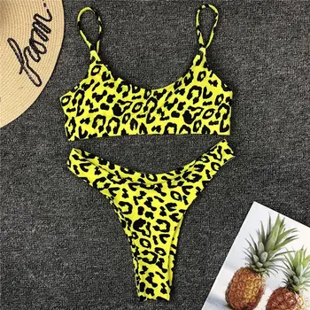 Leopard 2019 Seksi Bikini Bikini Komplet Mikro Push Up Tangice Biquini Kopalke Ženske Mini Kopalkah Ženski Plažo