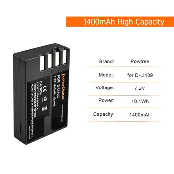 7,2 V 1400mAh baterija Li-ion akku DLI109 D-LI109 D LI109 Baterijo Fotoaparata Za PENTAX K-R, K-2 KR K2 KR K30 K50 K-30 K-50 K500 K-500 L50