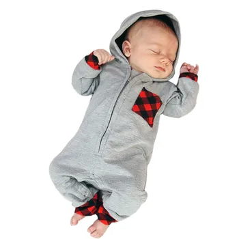 ARLONEET Baby Boy Oblačila Toplo Novorojenega Dojenčka Baby Dekle Kariran Hooded Romper Dolgimi Rokavi Jumpsuit Jeseni igralne obleke Obleke Oblačila