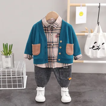 2020 Moda Otroško Zimsko Obleko Baby Boy Oblačila, Oblačila Za Fante Oblačila Plašč+Majica+Hlače 3 Kos Set Za 1-4 Let
