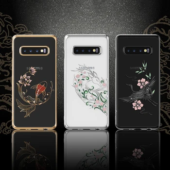 Kingxbar Diamond Pokrovček Za Samsung Galaxy S10 Plus Luksuzni SWAROVSKI Element Kristali Nosorogovo Ohišje Za Samsung S10 Jasno Primerih