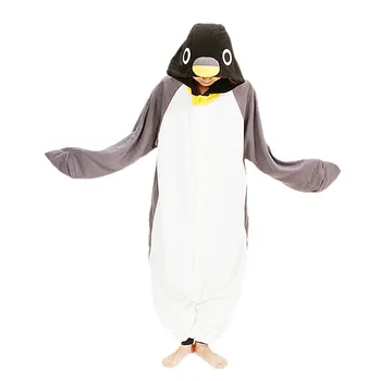 Polar Runo Kigurumi Črno ali Sivo Pingvin Kostum Za Odrasle Ženske, Moške Onesies Pižamo za Halloween Carnival Party