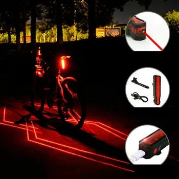 USB Polnilne Zadnje Luči Kolo Laser Line Varnost Opozorilo Luč MTB Cesti Vgrajeno Baterijo Kolo Nazaj Lučka za Kolesarjenje
