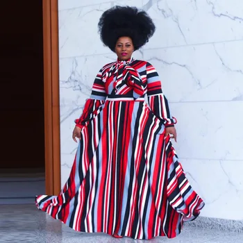 Tiskalni Trak Dolg Rokav Afriki Maxi Obleko Afriške Obleko Plus Velikost Ženske Dolga Obleka Afriška Oblačila Ženske Dashiki Haljo Femme