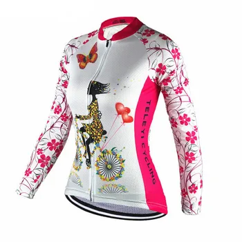 Kolesarski dres Ženske Kolo dres z dolgimi rokavi Ženske MTB Top Pro Team Ropa Ciclismo Maillot Jahanje Srajce Dihanje Roza Bluzo