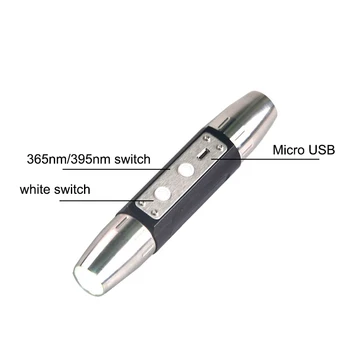 Topcom USB Polnilne Jade Svetilka 365/395nm UV Luč, 4 Datoteke 3w LED UV Svetilko Zidava-v Baterije Za Denar Jade Detektor