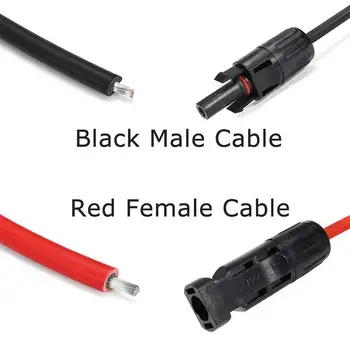 Sončne celice PV kabel ocenjeno črna in rdeča 2.5mm2 4mm2 solarni kabel s sončno nepremočljiva priključek