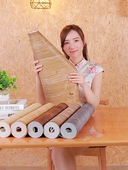 Bacaz Kitajski Slog Siva Reliefni Lesa Textue Wall paper Roll za Stene Ozadju 3d Lesa Plošča Ozadje Roll 3d Nalepke Lesa
