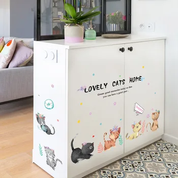 Ročno poslikano pisane mačka, otroška soba, spalnica, dnevna soba dekoracijo sten nepremočljiva nalepke za otroke ozadje decals