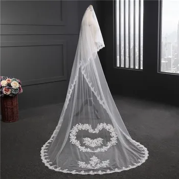 Korejski poročni veil novo mehko preja handwork v obliki srca cvetje Čipke poročni veil poročni dodatki