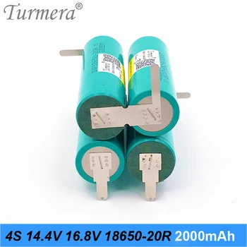 Turmera 4S1P 14,4 V 16.8 V INR18650-20RM 4000 mah 20A Baterije Spajkanje Baterija za 16.8 V Izvijač Shrika in sesalnik Uporabo