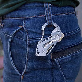 DIY Ključnih Žep za Denarnico carabiner Smart keychain ključe, Denarnice Prenosni Kompaktni iz Nerjavnega Jekla Večnamenski Posnetek