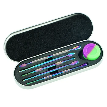 5pcs Rainbow Barva Kovinskih Dabber Komplet 5 Kosov/Škatlo Različnih Kajenje Dab Orodje in 5ml Silikonska Posoda s Pokrovom Prenosni