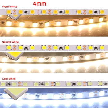 12V LED Trak Svetlobe 2835 SMD 4 mm Super Svetla 120LED/m 5M 600 Pixel Upogljiv LED Trak Luči Naravno Bela/Topla Bela/Hladno Bela