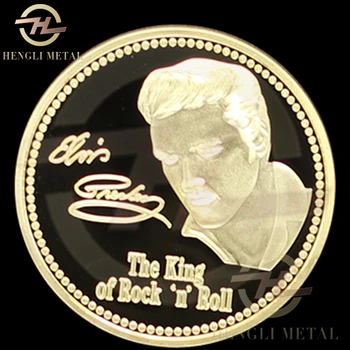 40 mm ZDA Pevka 1935-1977 Elvis Presley Kovanec Kralj Rock N' Roll 24K pozlačeni s Spominki Dosegljivi Izziv Kovanec