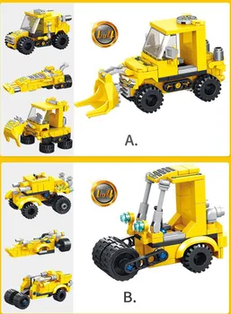 8Pcs Mesto Inženiring Vozilo 3 V 1 Deformacije Robot/Tovornjak Blok Nastavi DIY 723Pcs zidarske Opeke Igrače Za Otroke