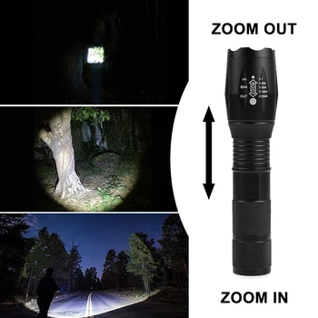 ZK50 LED Svetilka Ultra Svetla 8000LM 5 Način Zoomable Vodotesne Svetilke 18650/AAA baterijska Svetilka LED Luči Lanterna na Prostem