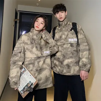 Mens korejski puloverju Jopiči in Črke Natisni Maskirno jakno 2020 jesenski modni trend Vrhovi Prevelik unisex windbreaker suknjič