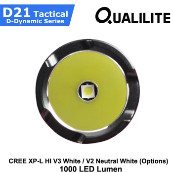 Qualilite D21 CREE XP-L HI Bela / Nevtralna Bela 1000 Lumnov 2 Skupini 3 do 5-Mode LED Svetilka ( 1x18650 / 2xCR123 )