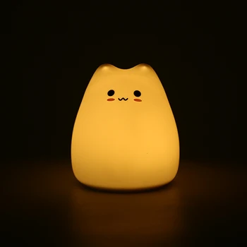 Srčkan 7 Barv Mačka Mehkega Silikona LED Touch Senzor Svetlobe Luštna Noč Svetlobe Otrok