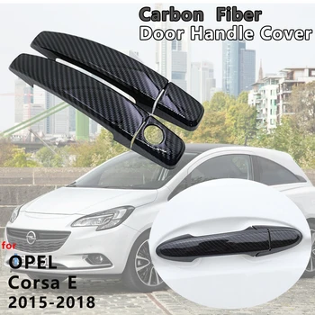 4 KOS Gloss Black Ogljikovih Vlaken Vrat Ročaj Kritje Ujeti Trim Avto Opreme za Opel Vauxhall Holden Corsa E 2016 2017 2018