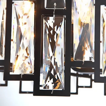 Sodobna black luster za dnevno sobo luksuznih doma dekor verige kristalno lučka krog jedilnico cristal razsvetljave držalo