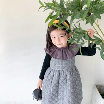 Jeseni Nov Prihod v korejskem slogu bombaž dolg rokav priložnostne vse-ujemanje t-shirt z lutko ovratnik za cute sweet baby dekleta