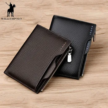 Usnjene hlače za moške denarnice visoko kakovostni blagovne znamke multi funkcijo imetnika kartice moda navpično zadrgo kovanec vrečko