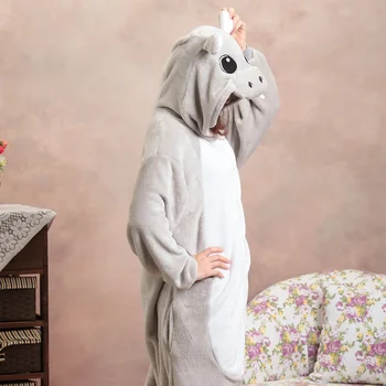 HKSNG Nov Prihod Roza, Modra, Siva Hippo Kigurumi Božič Živali Stopala Halloween Totoro Koala Pižamo Onesies Kostumi