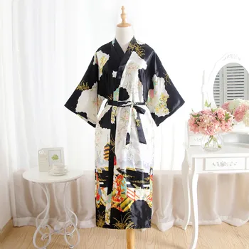 Plus Velikost Modri Moda Dame Poletje Seksi Kimono Dolgo Haljo Kopalne Obleke Rdeče Žensk Rajon Yukata Nightgown Pijama Mujer Mds008