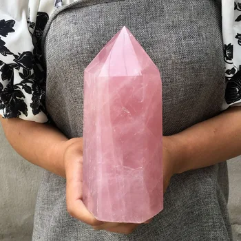 2.39 LB Naravnih pink rose quartz crystal obelisk palico točke zdravljenja 6.2 